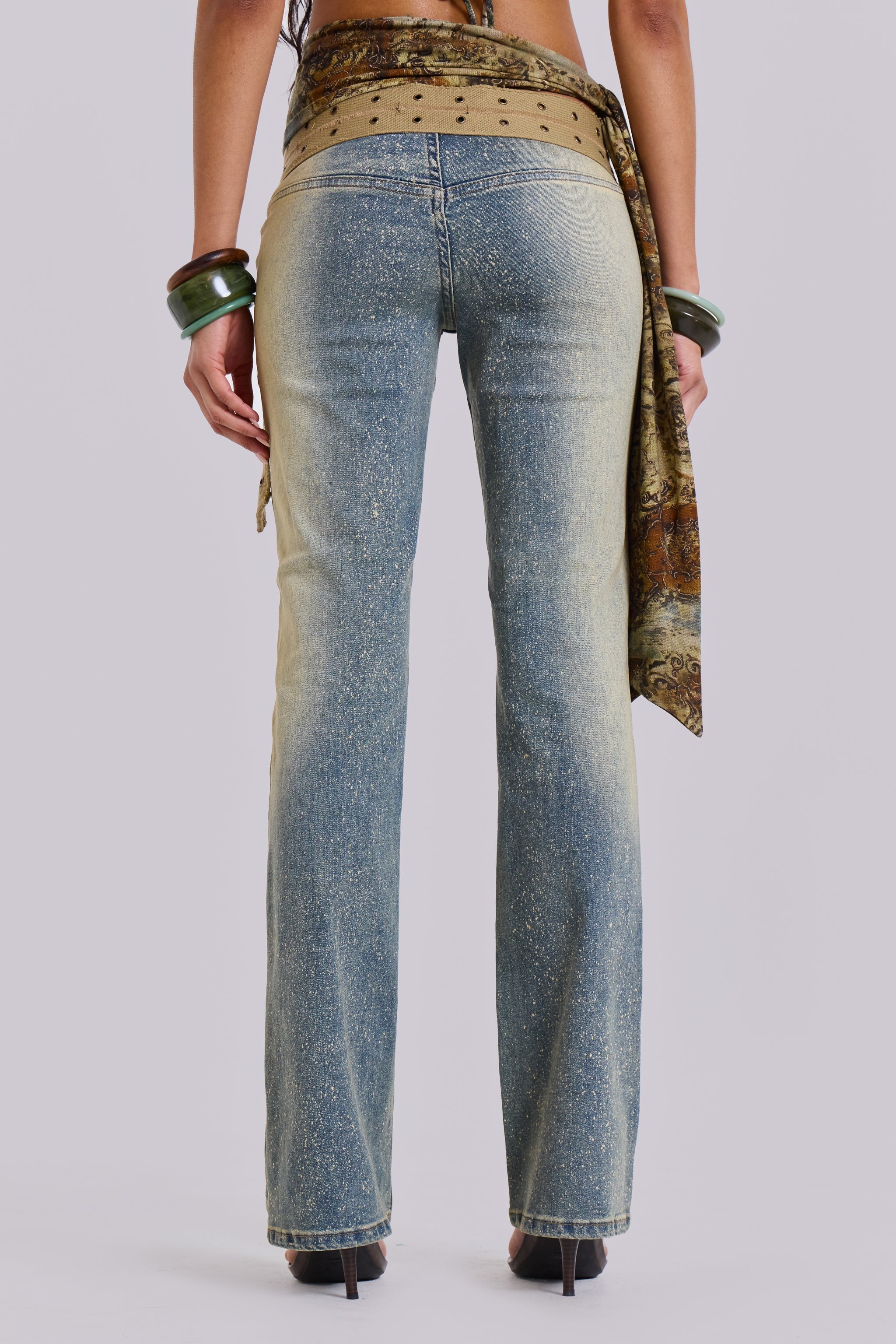Strap Up Stonewash Jeans