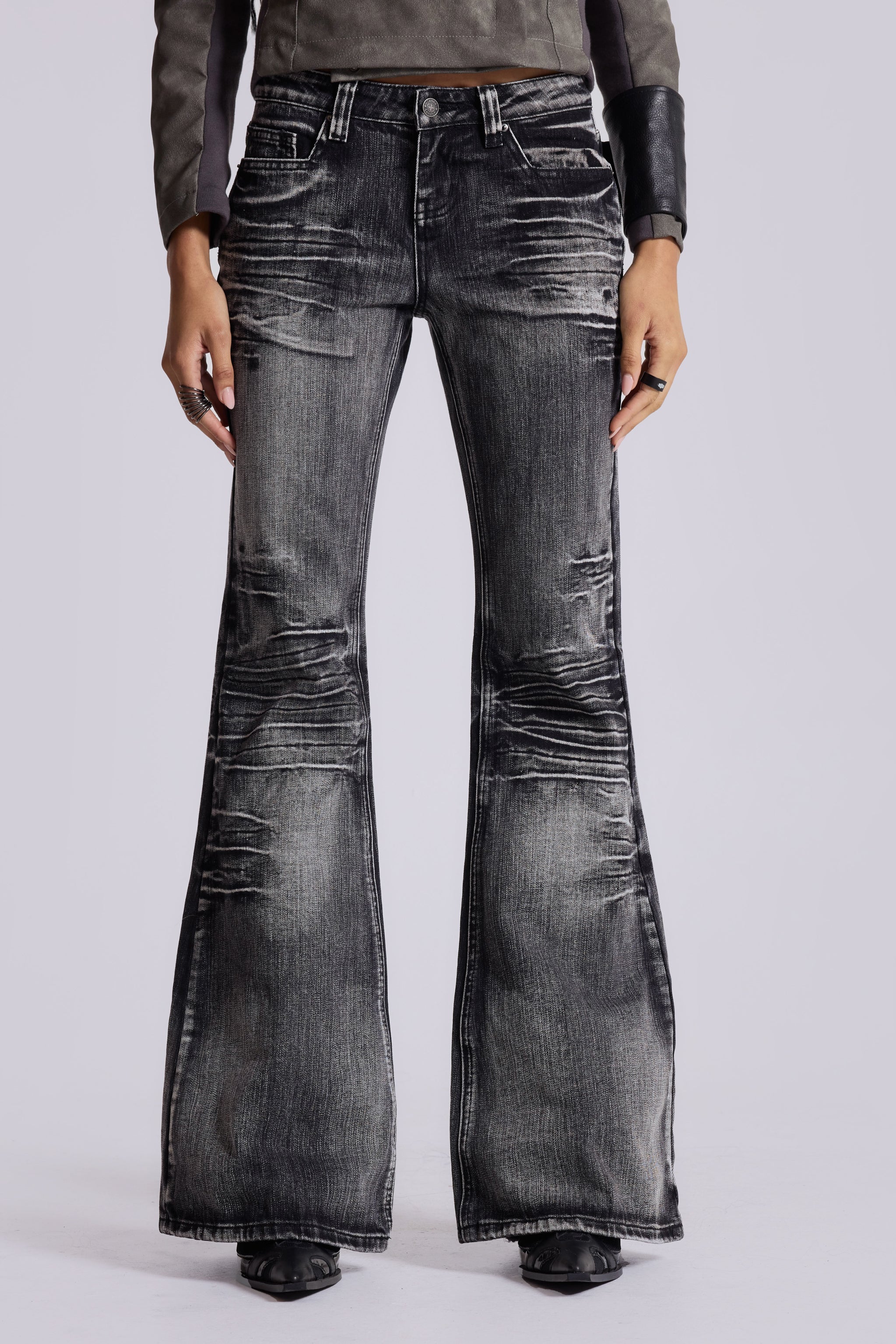 Washed Black Drift Bootcut Jeans
