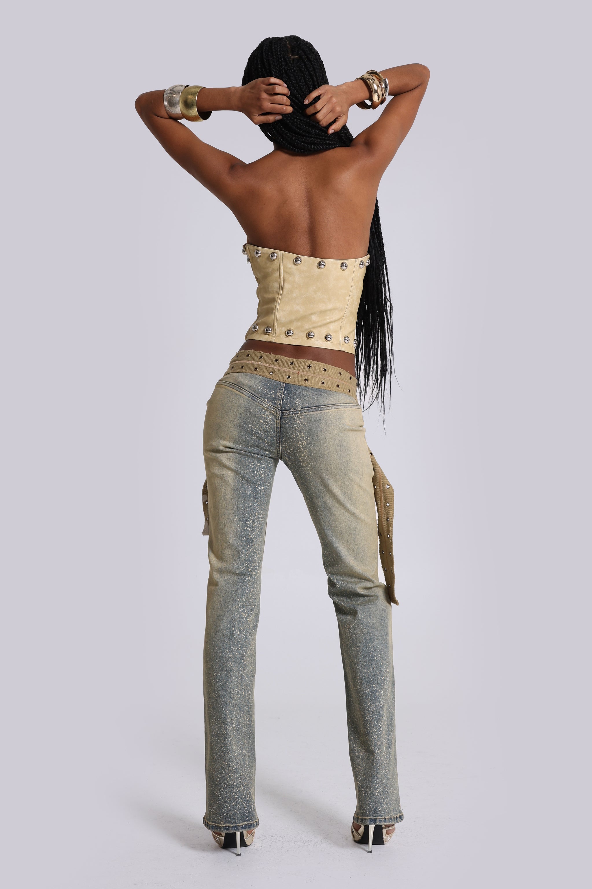 Strap Up Stonewash Jeans