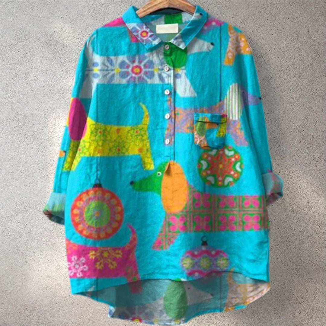 Luni | Colorful printed blouse with character