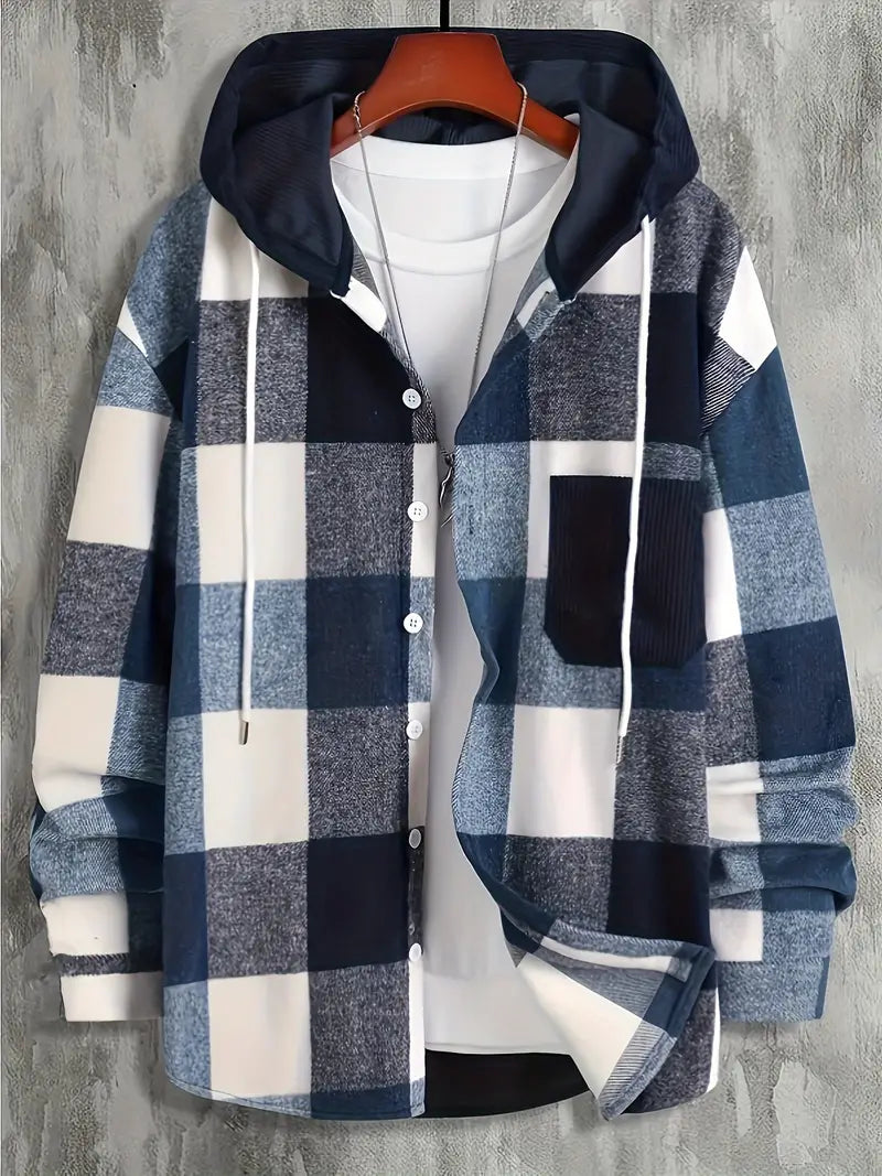 Men's Plaid Hooded Jacket