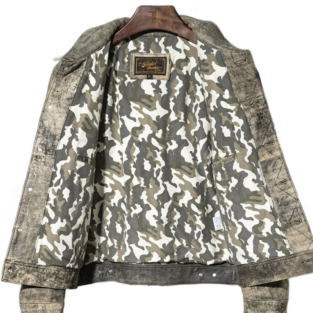 Leather Camo Jacket