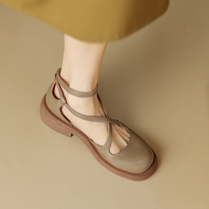 Allegra | Vintage T-Strap Leather Heels