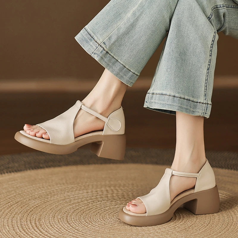 Lucetta | Vintage Cross-Strap Leather Sandals