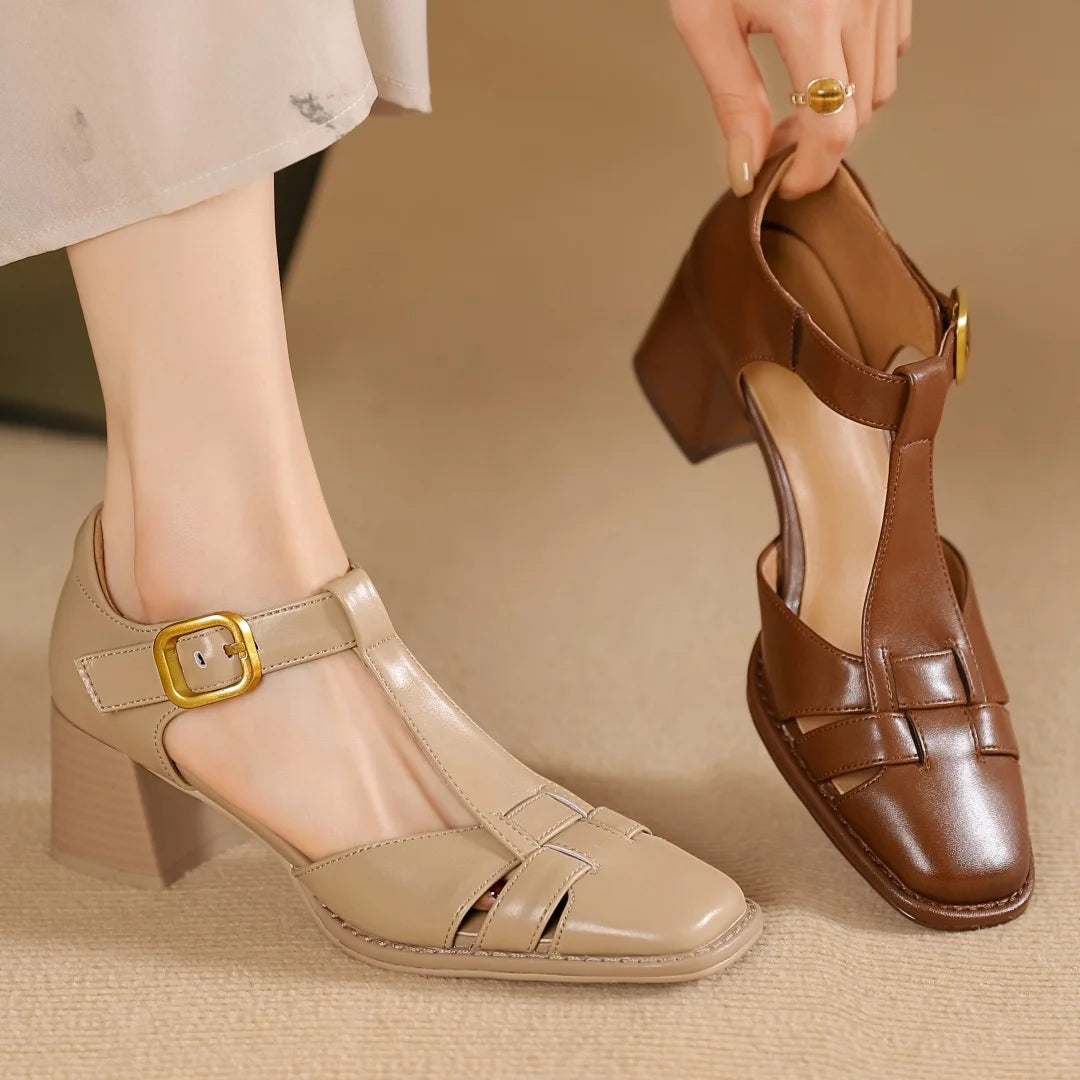 Celeste | Pointed-Toe Buckled Leather Sandals