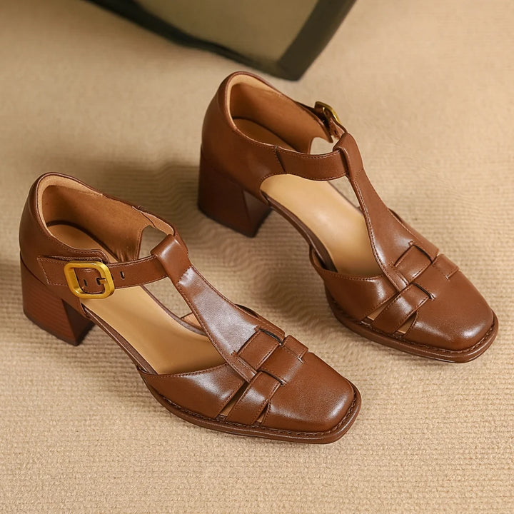 Celeste | Pointed-Toe Buckled Leather Sandals