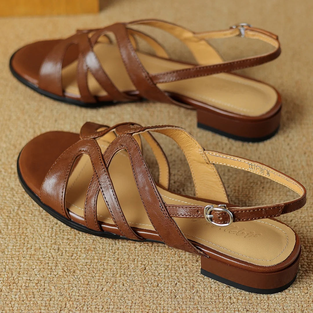 Serena | Square-Toe Buckled Leather Mary Janes