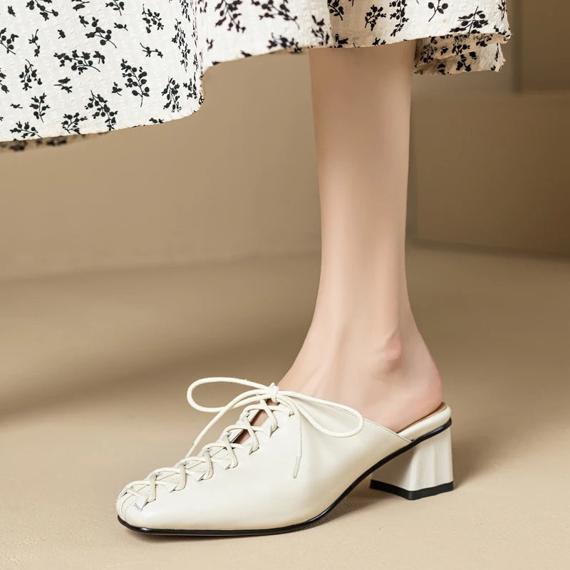 Amara | Vintage Leather Mule Slippers
