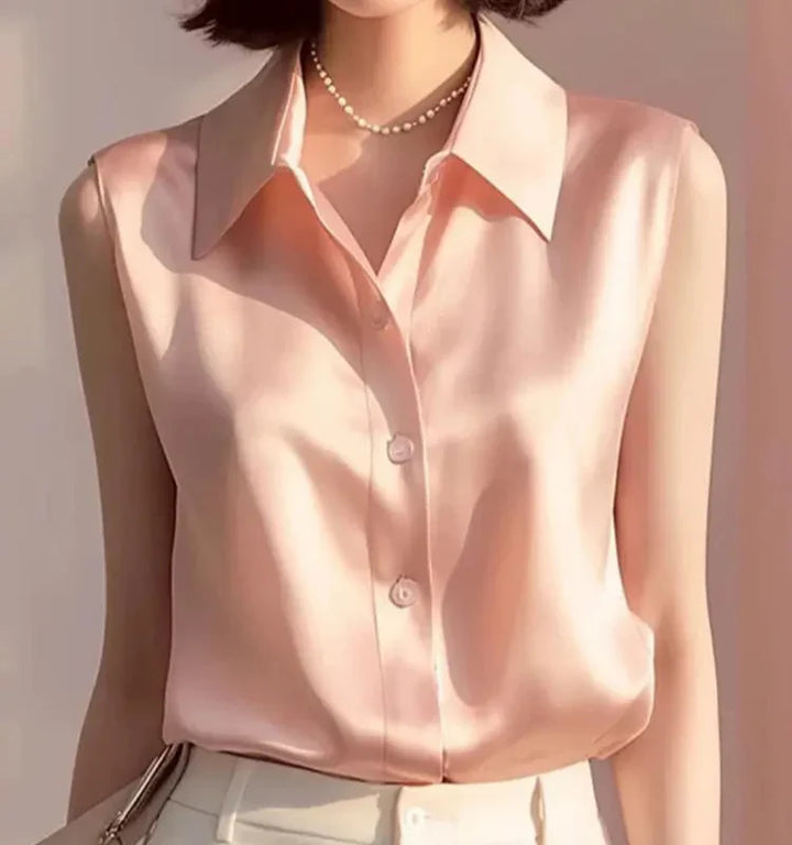 Summer Satin Sleeveless Blouse Alana