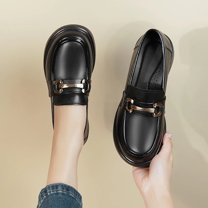 Verena | Classic Buckled Leather Loafers