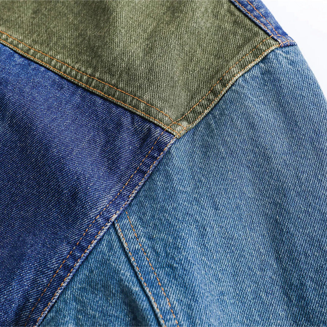 Patchwork Cargo Denim Jacket
