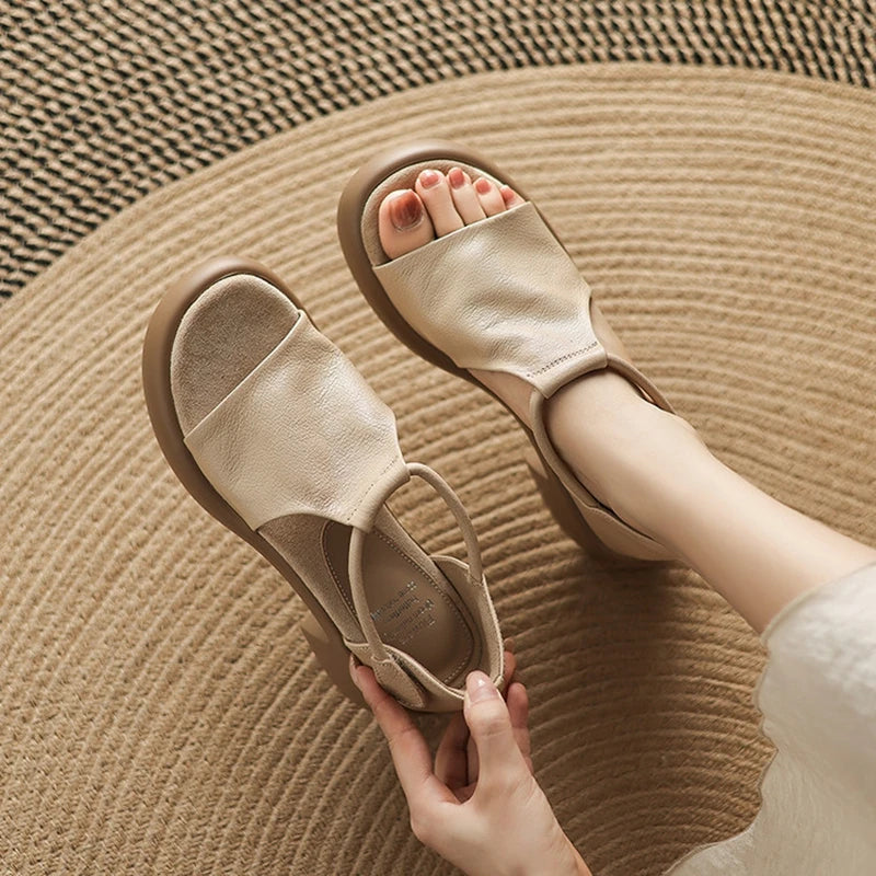 Lucetta | Vintage Cross-Strap Leather Sandals