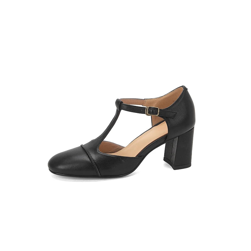 Marisol  | Elegant Round Toe Leather Heels