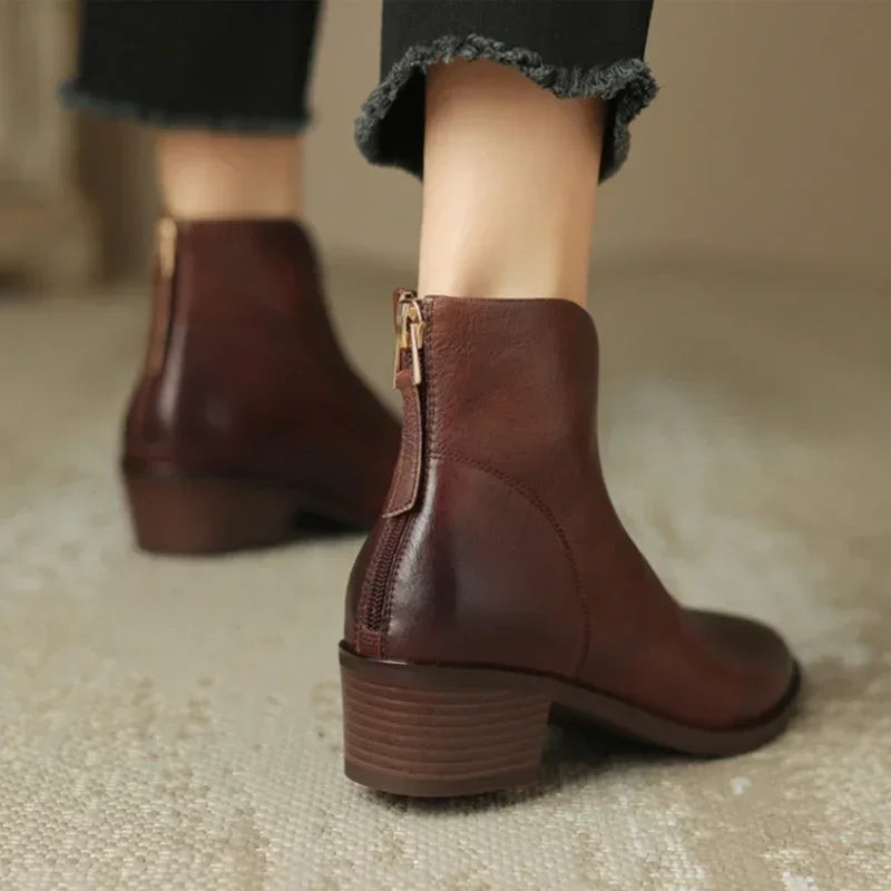 Elora | Classic Leather Ankle Boots