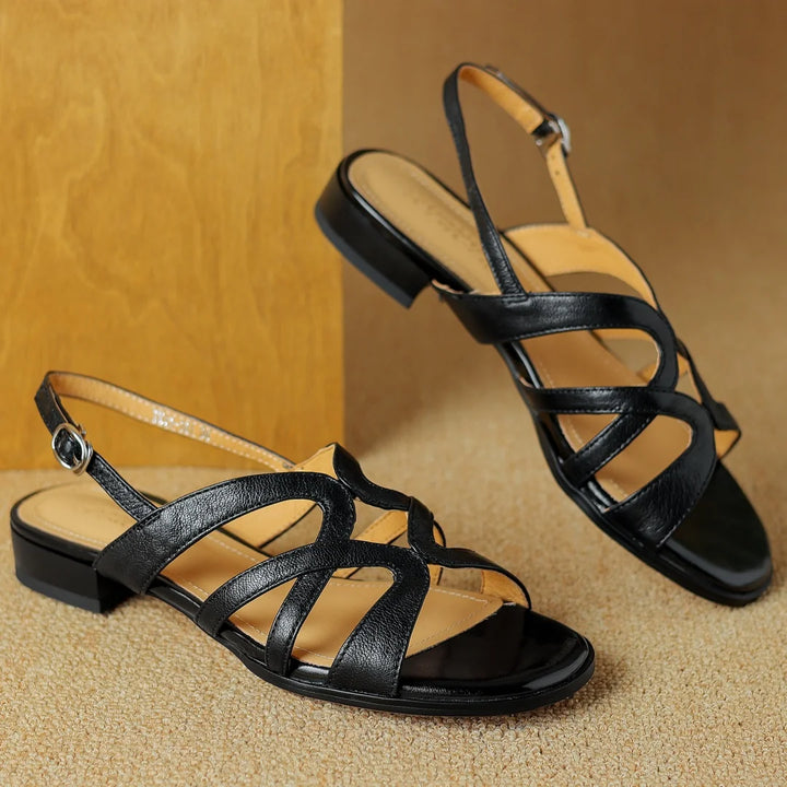 Serena | Square-Toe Buckled Leather Mary Janes