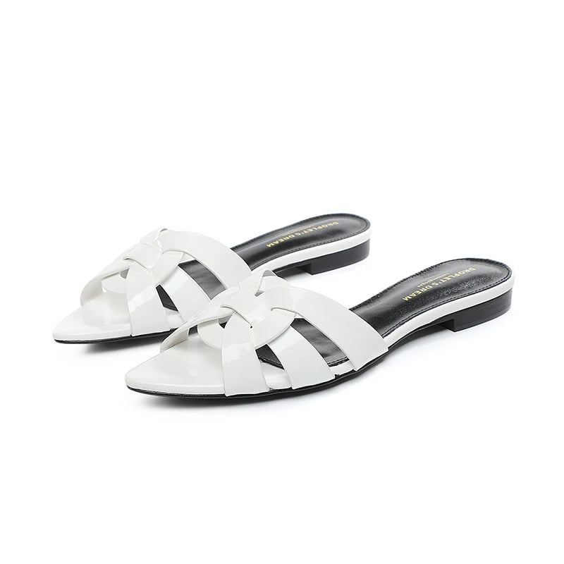 Camille | Minimalist Flat Leather Slippers