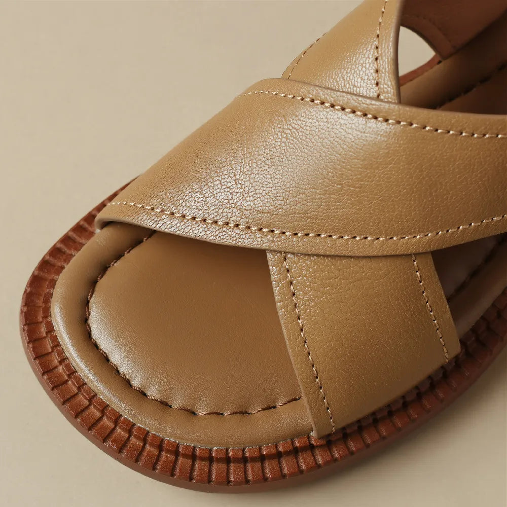 Selena | Cross-Strap Leather Sandals