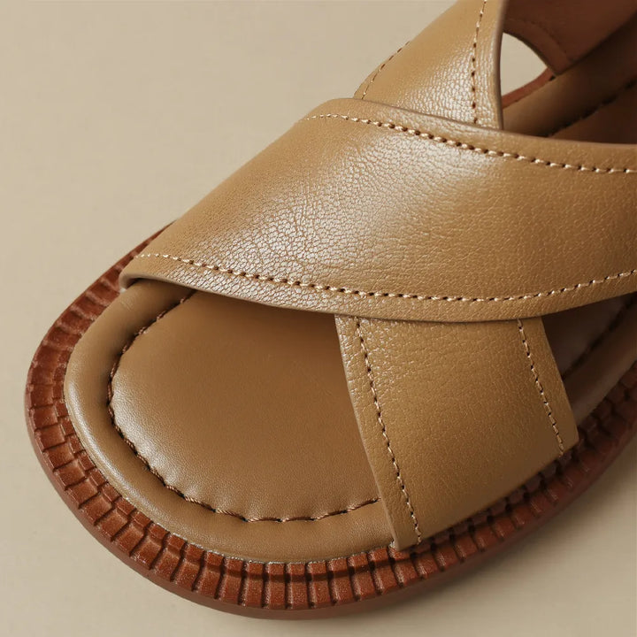 Selena | Cross-Strap Leather Sandals