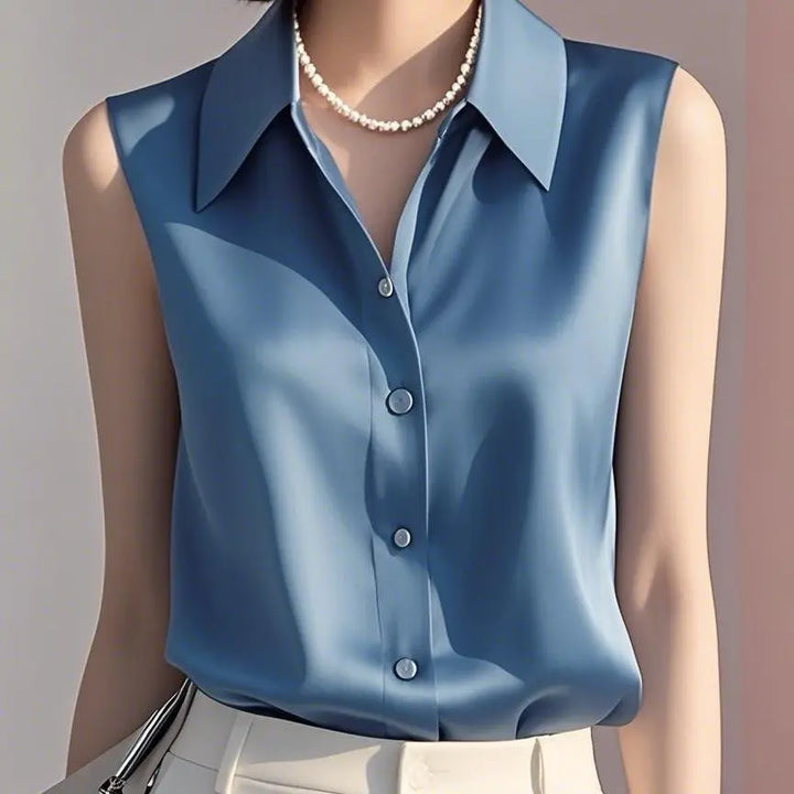 Summer Satin Sleeveless Blouse Alana