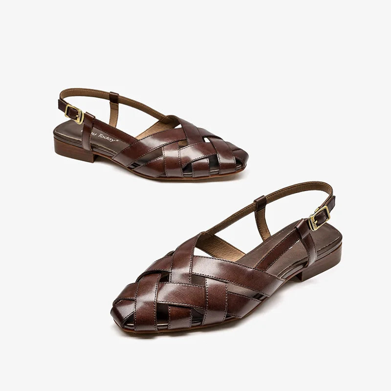 Lucia | Leather Low Heel Sandals
