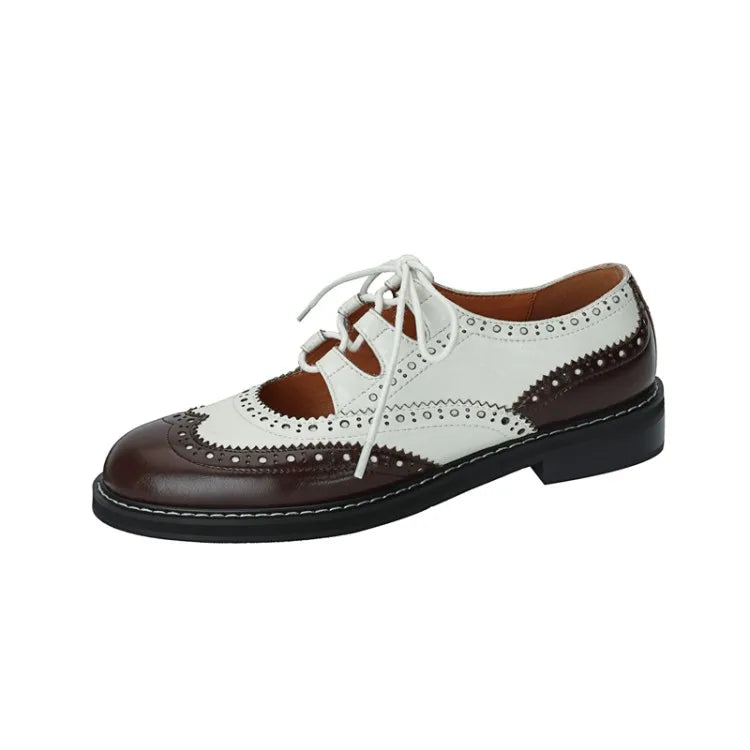 Celina | Vintage Leather Lace-Up Chunky Heel Oxfords