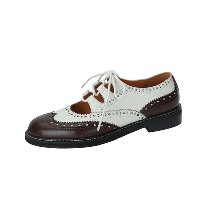 Celina | Vintage Leather Lace-Up Chunky Heel Oxfords