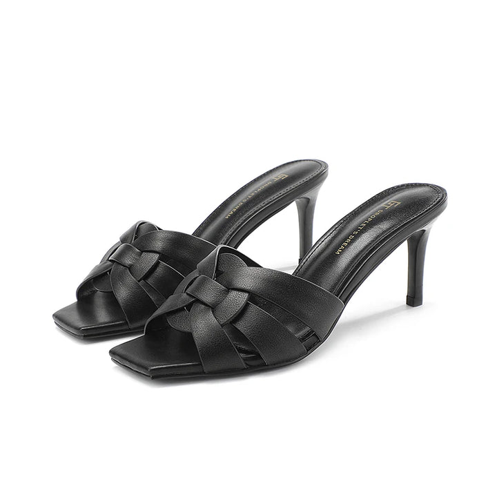 Isla | Square-Toe Patterned Leather Slippers