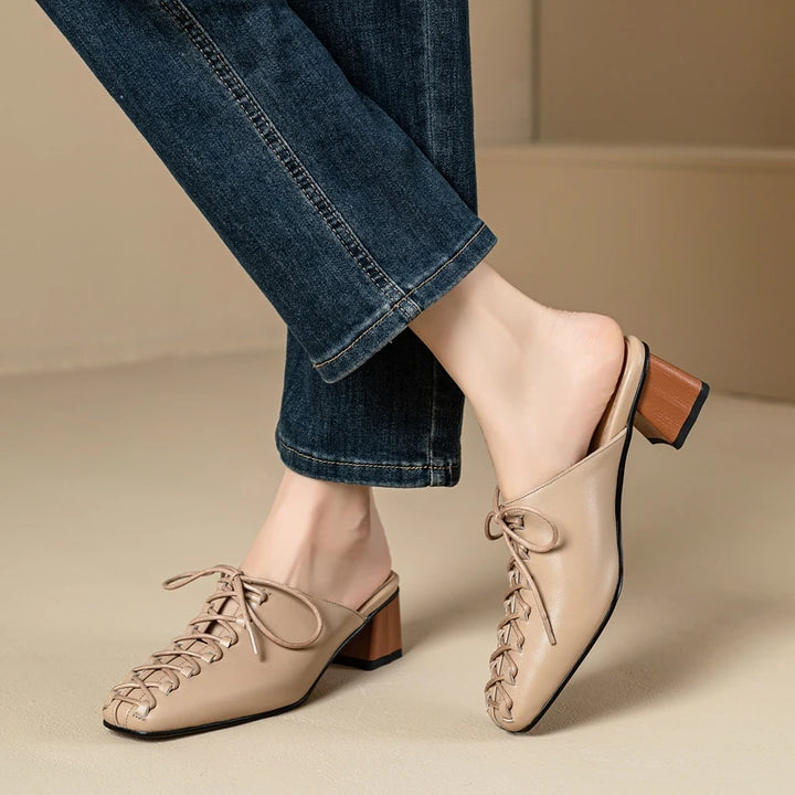 Amara | Vintage Leather Mule Slippers