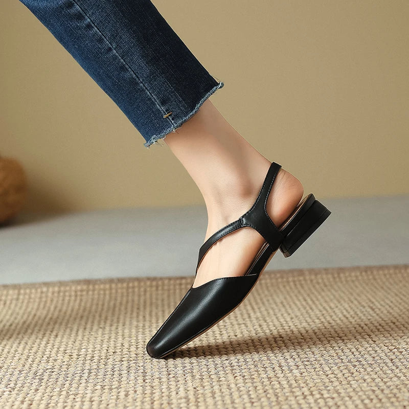 Ameliora | Low-Heel Leather Sandals