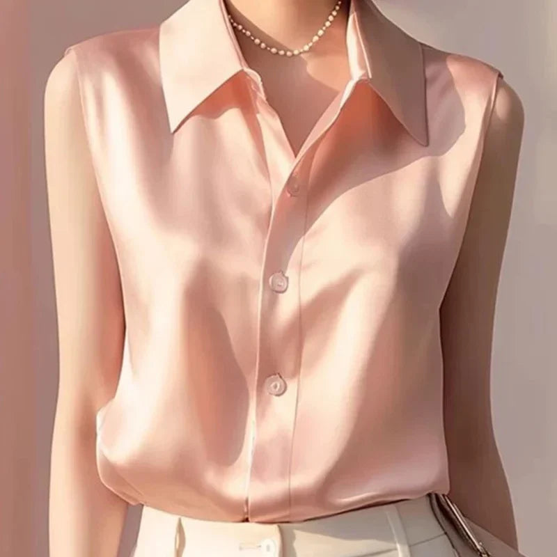 Summer Satin Sleeveless Blouse Alana