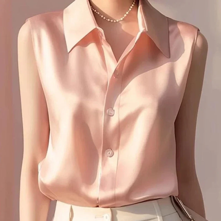 Summer Satin Sleeveless Blouse Alana