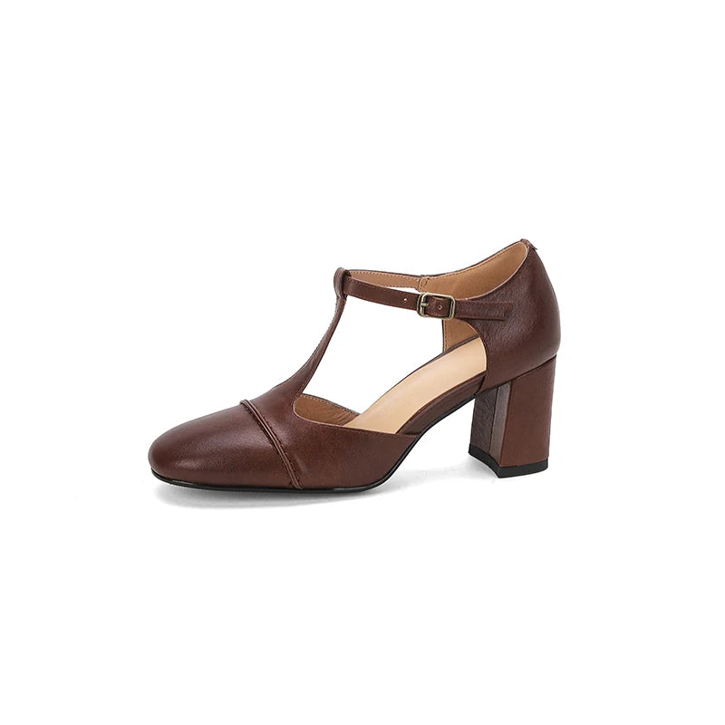 Marisol  | Elegant Round Toe Leather Heels