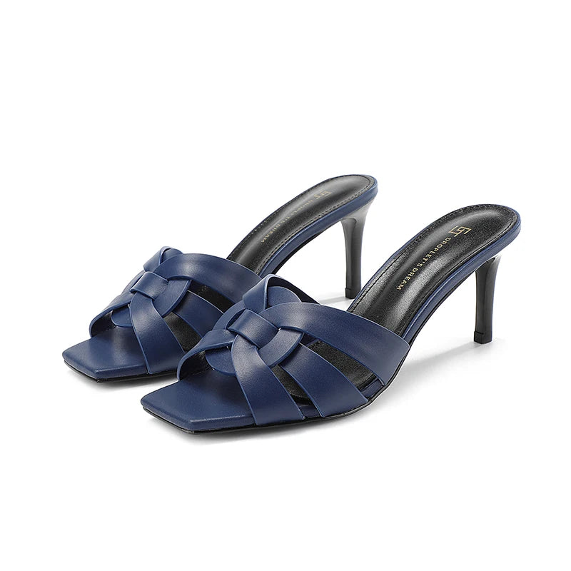 Isla | Square-Toe Patterned Leather Slippers