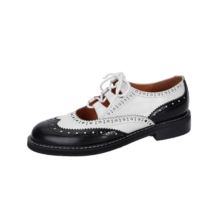 Celina | Vintage Leather Lace-Up Chunky Heel Oxfords