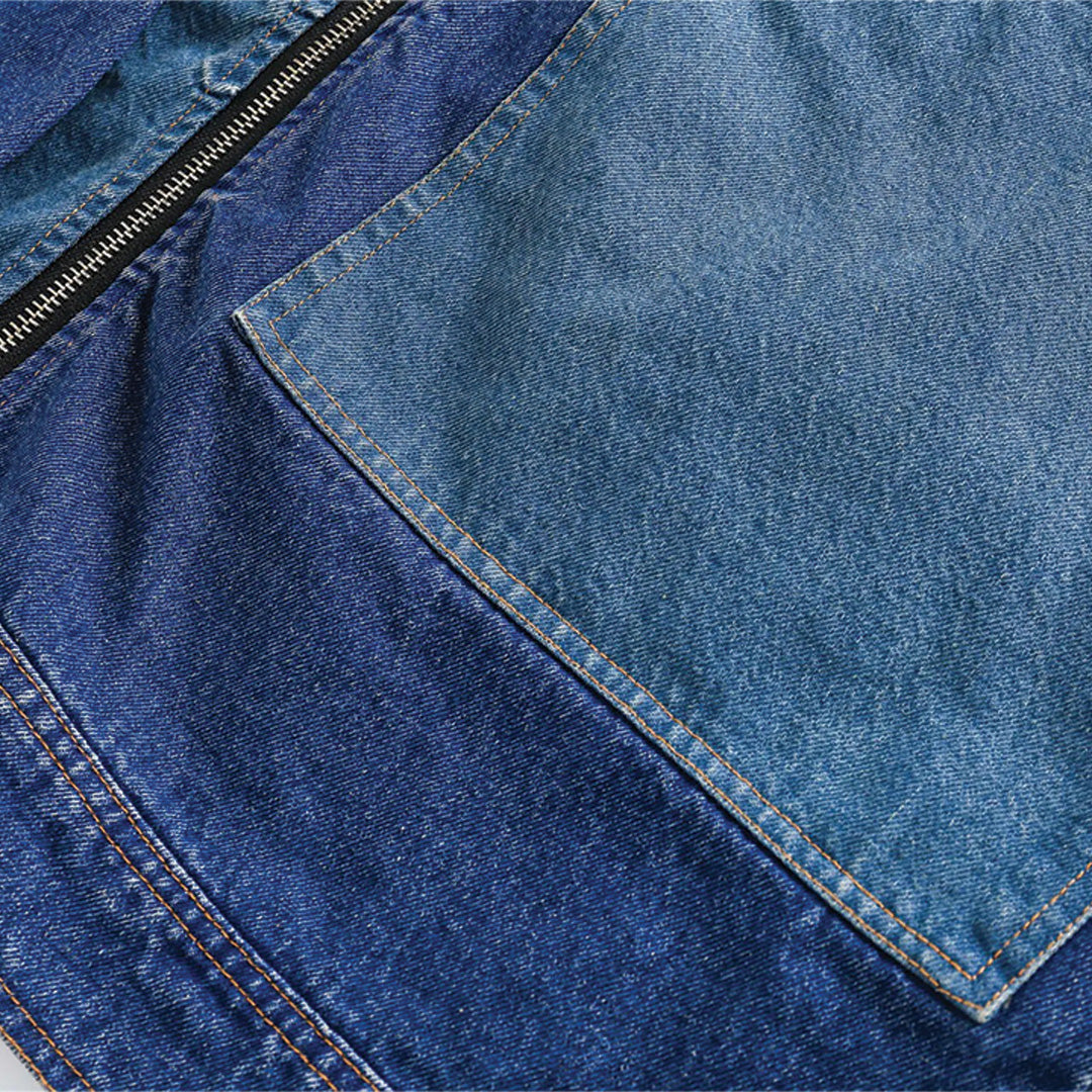 Patchwork Cargo Denim Jacket