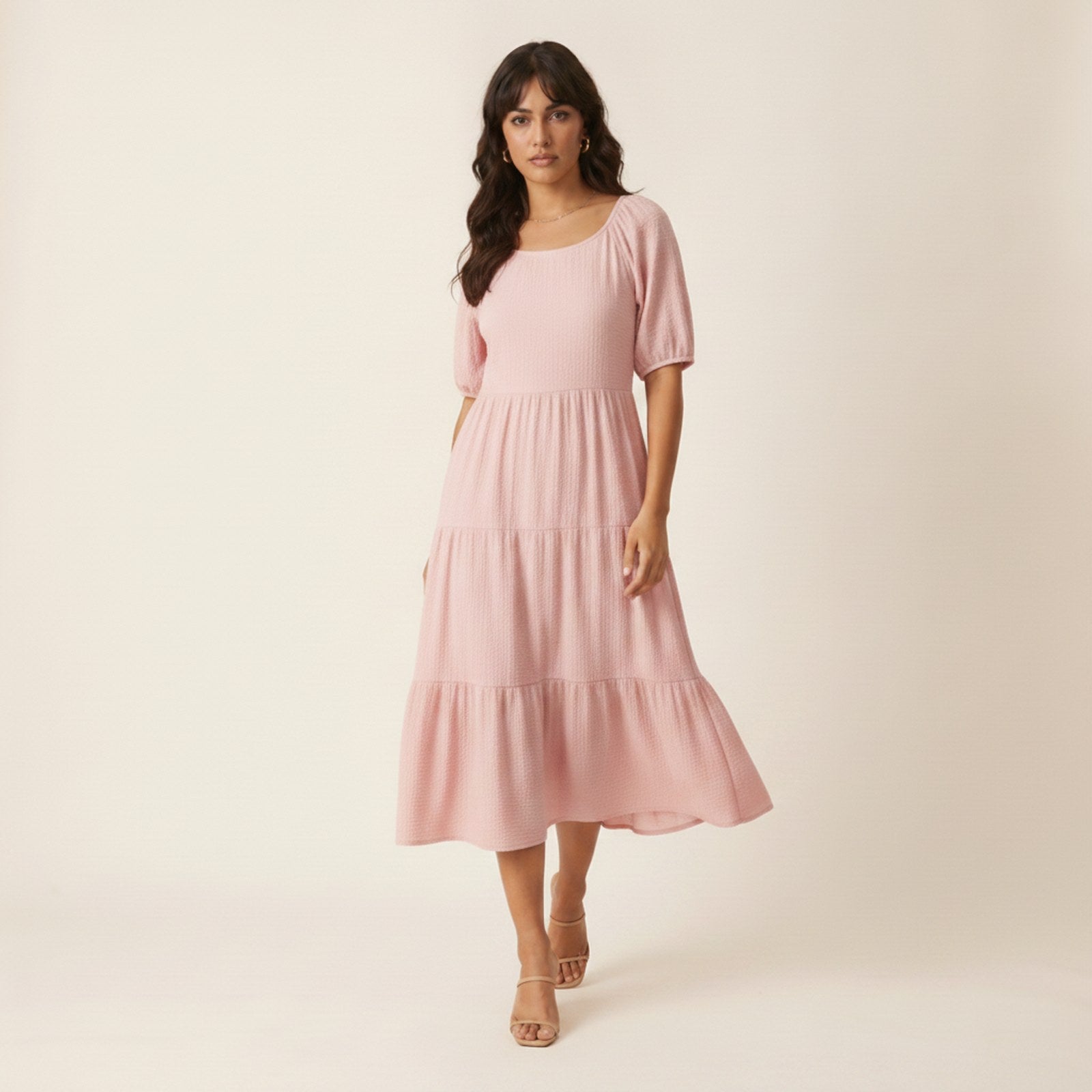 AIv2: Willa | Women's Textured Tiered Midi Dress - Movement