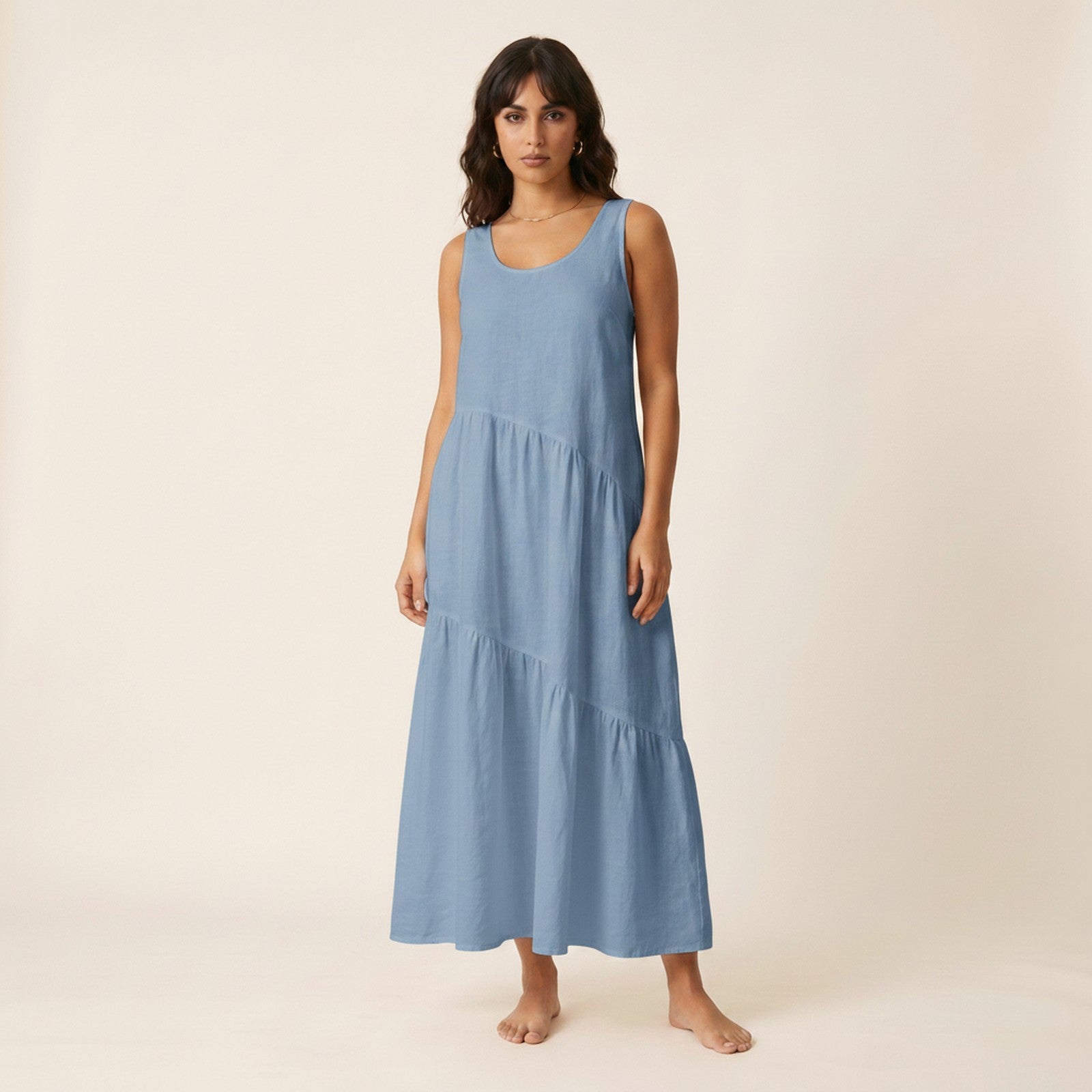 Wren | Women's Tiered Maxi Dress - Powder Blue