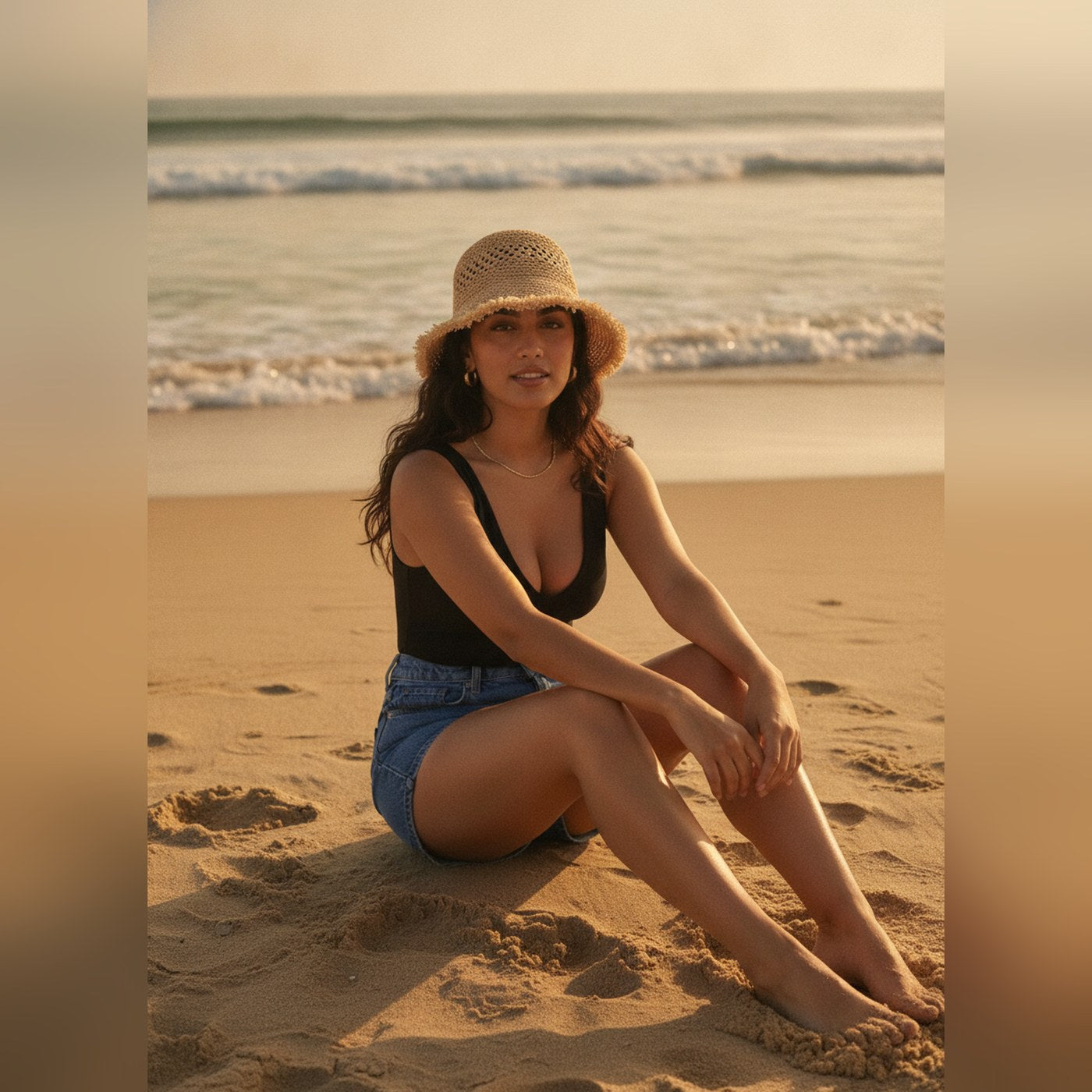 "Sunny Side" Straw Bucket Hat - Beach Lifestyle 2