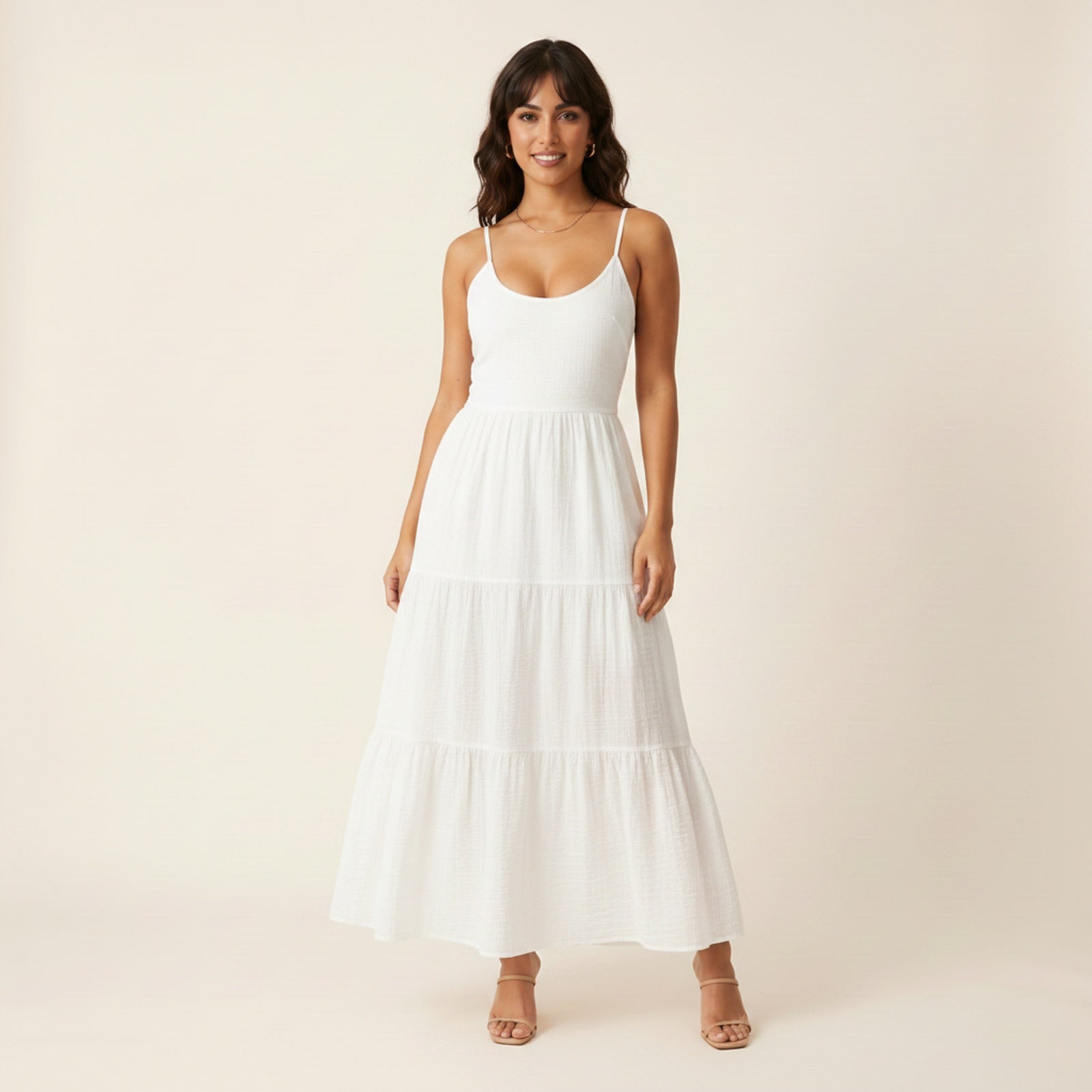 After the Rain | Women's Cotton Tiered Maxi Dress - Hero Front