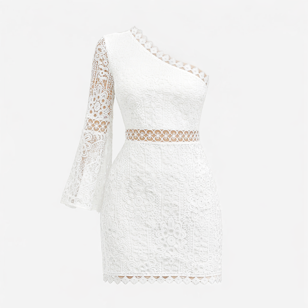 Women’s White One Shoulder Mini Dress - Fitted
