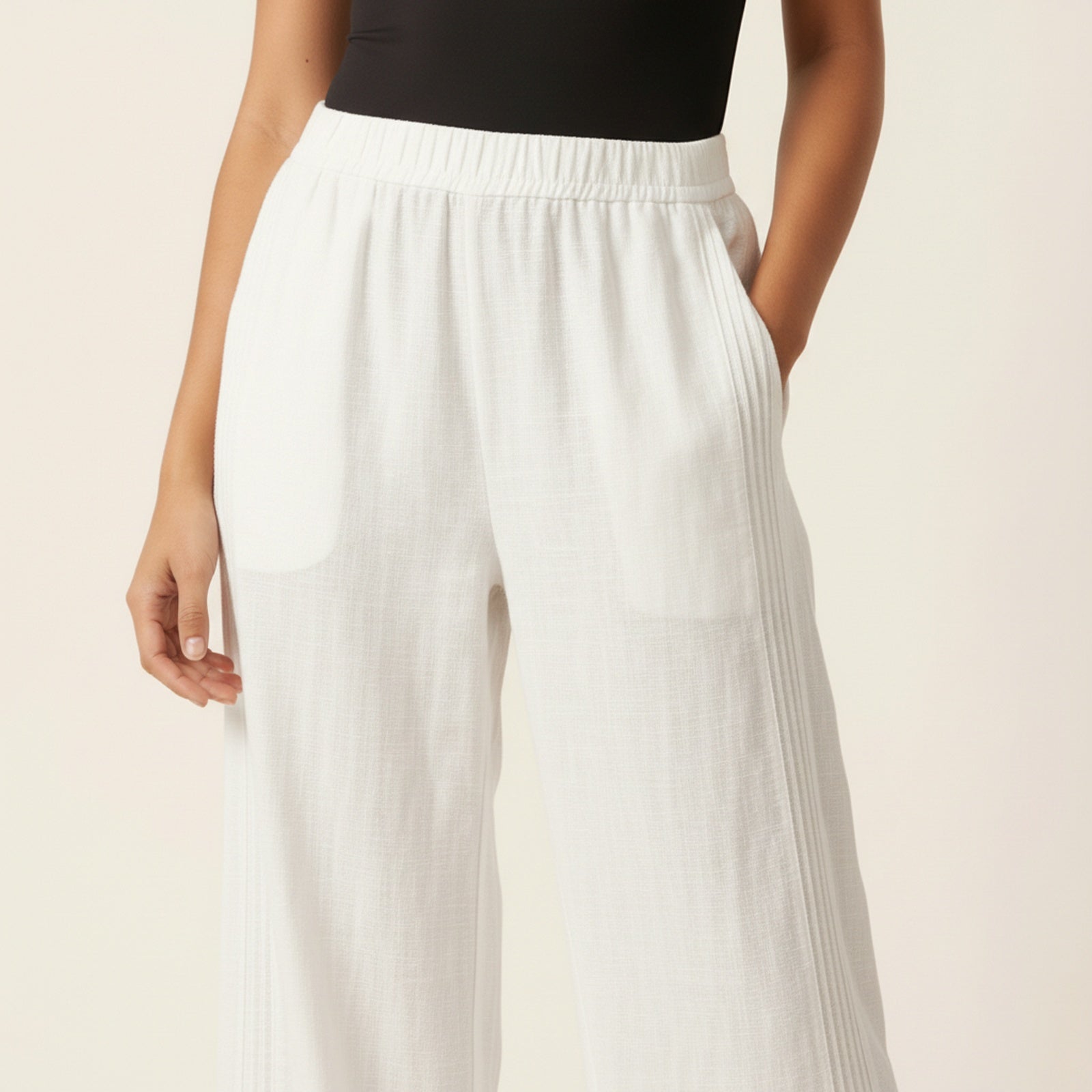 Amalfi | Women's Linen Leg Pants - Detail Close-up