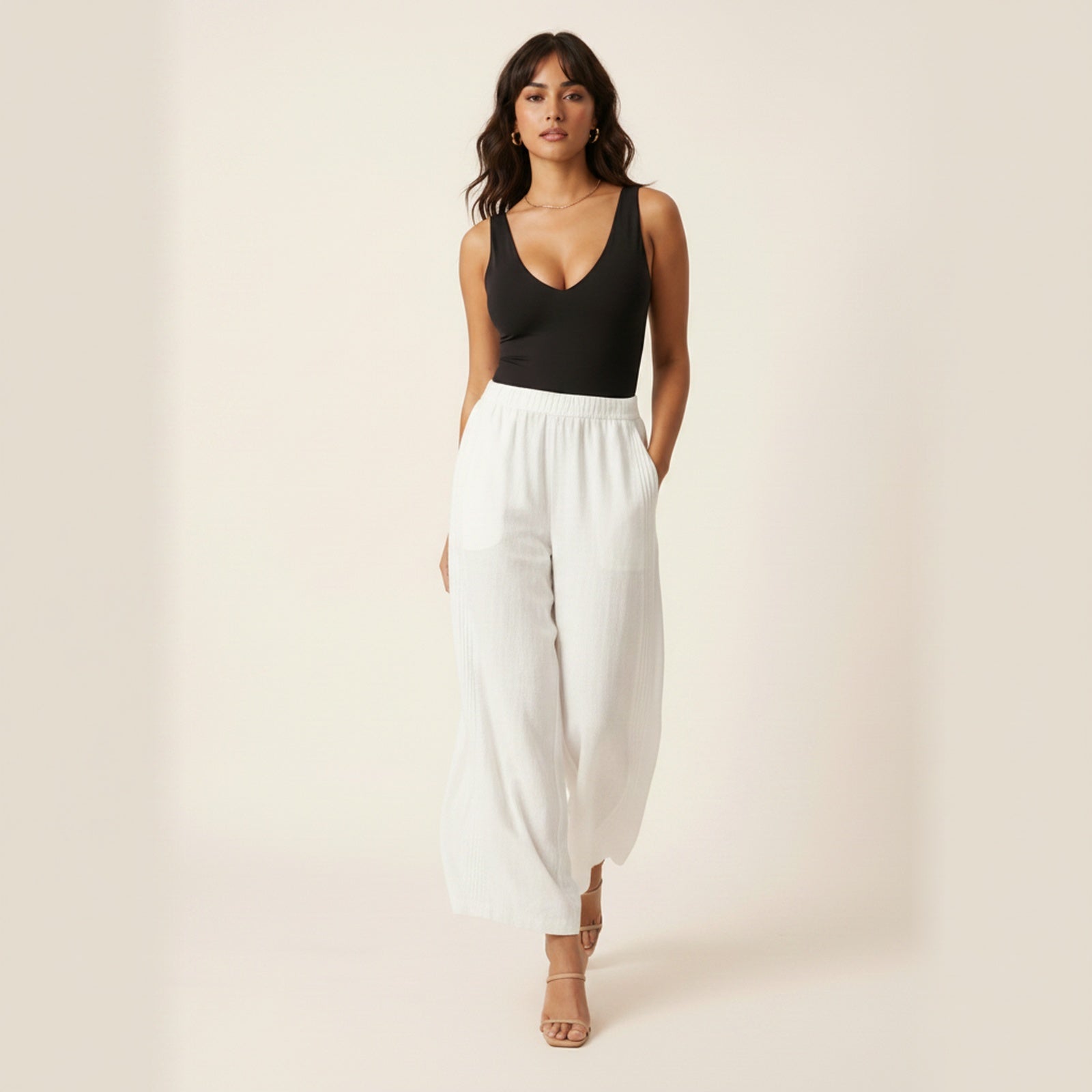 Amalfi | Women's Linen Leg Pants - Movement