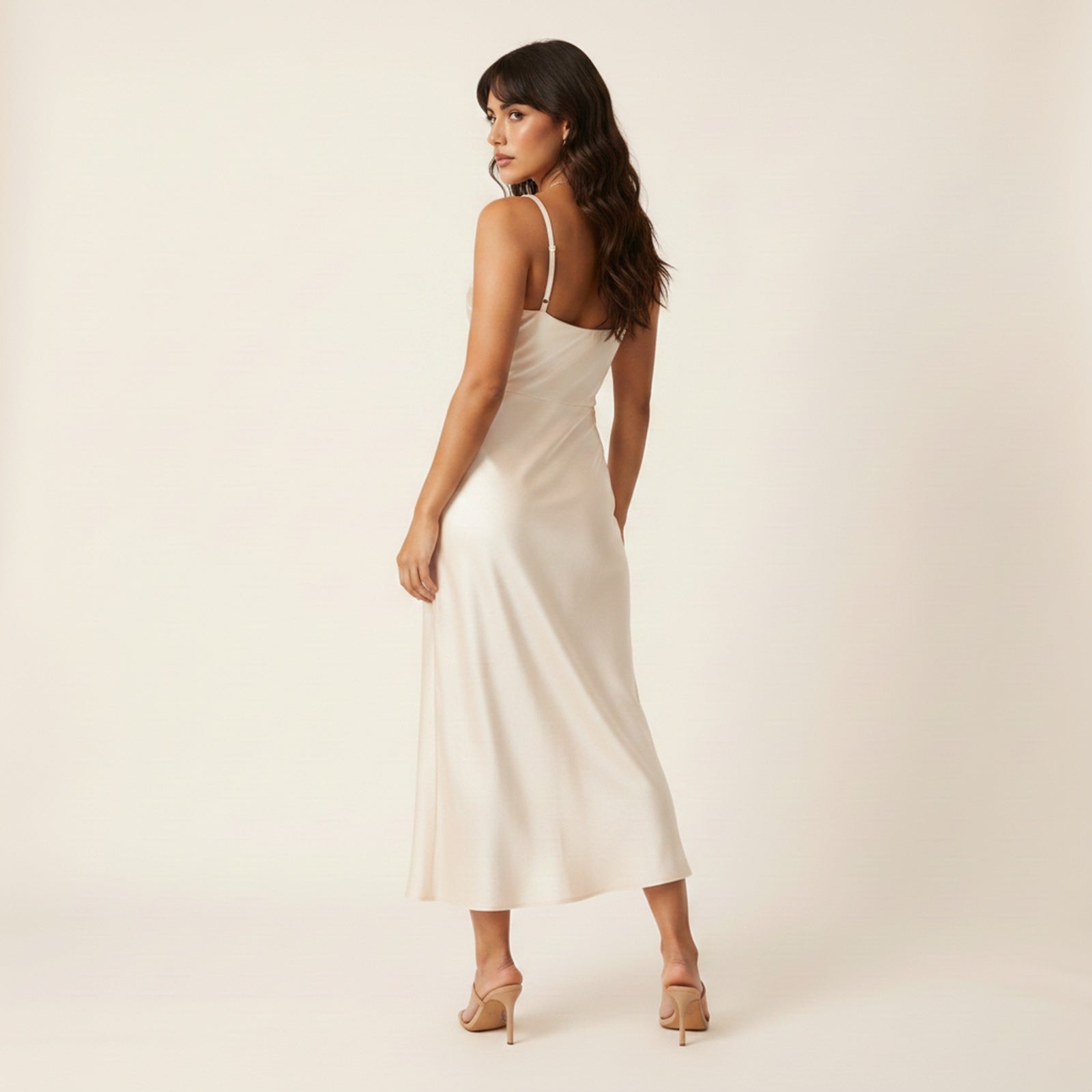 Aurora | Women's Satin Wedding Midi - Back View