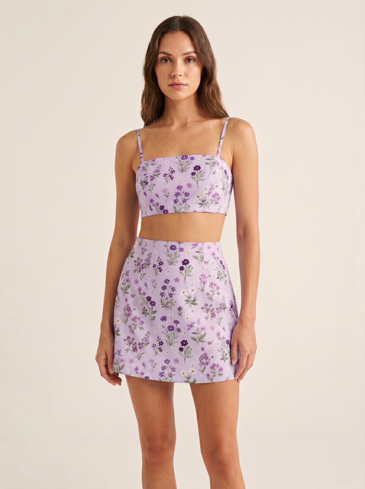 Flower Power Floral Crop & Skirt Set - Lilac Floral