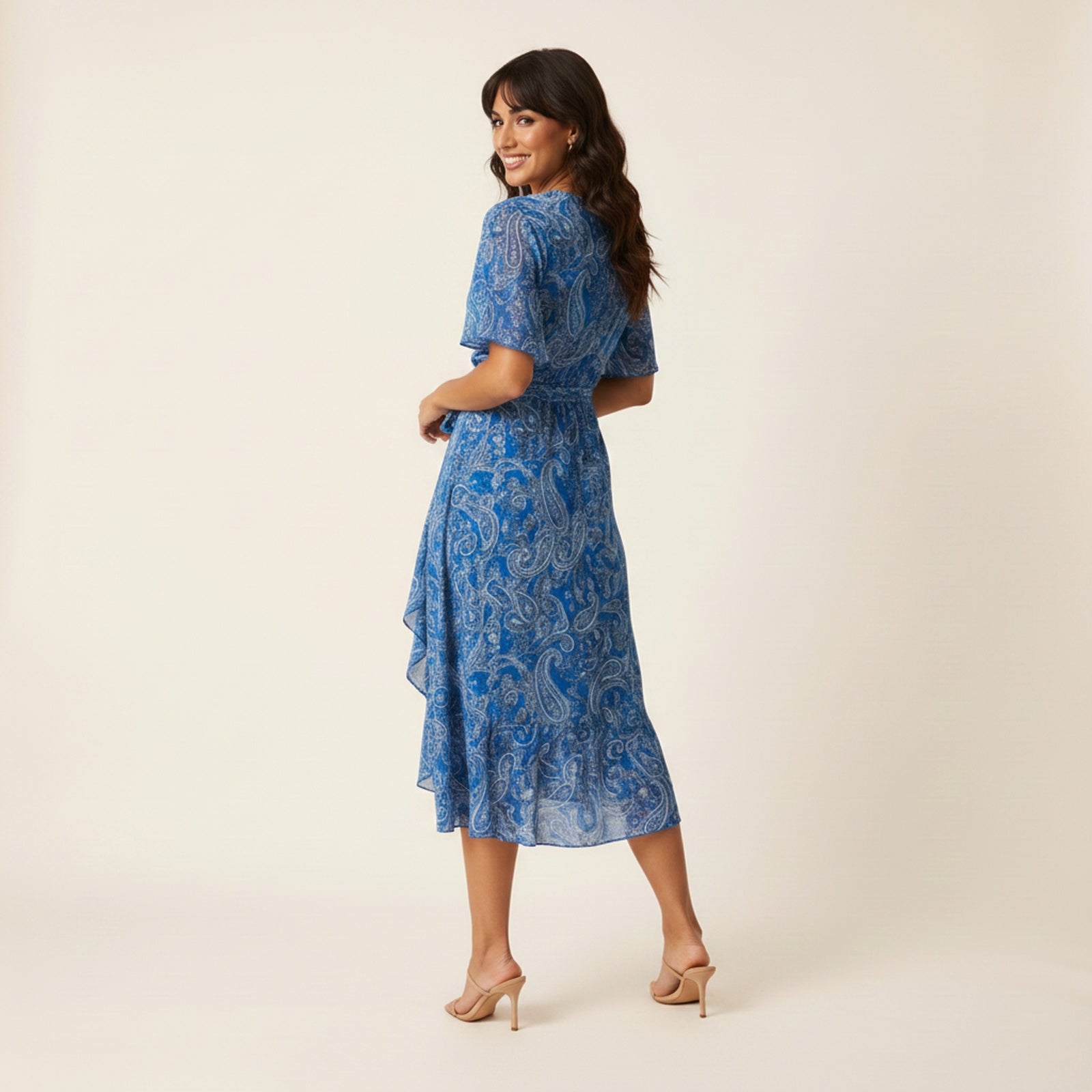 Bali | Women's Kimono Wrap Midi Dress - Back View