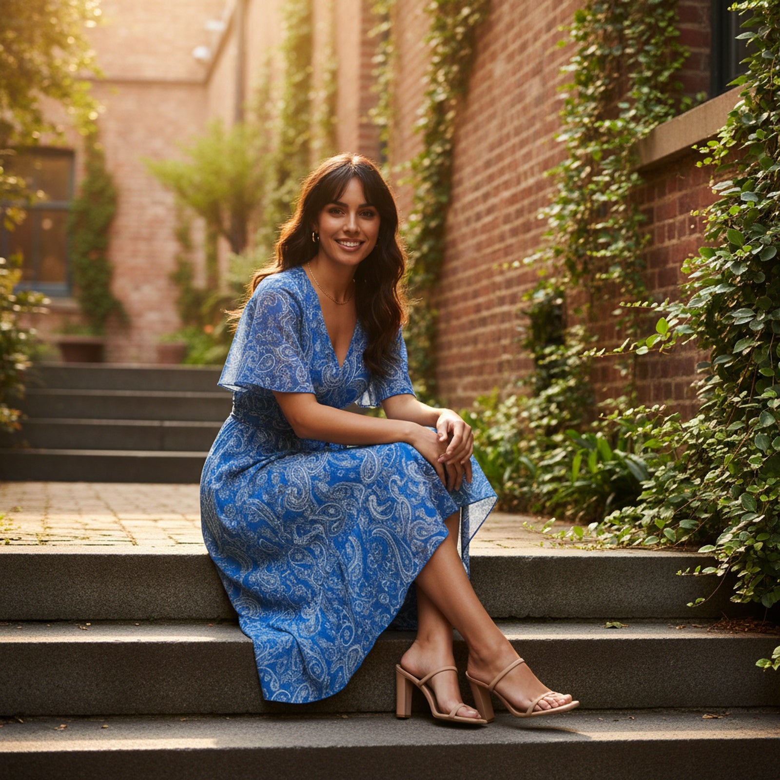 Bali | Women's Kimono Wrap Midi Dress - Lifestyle Editorial