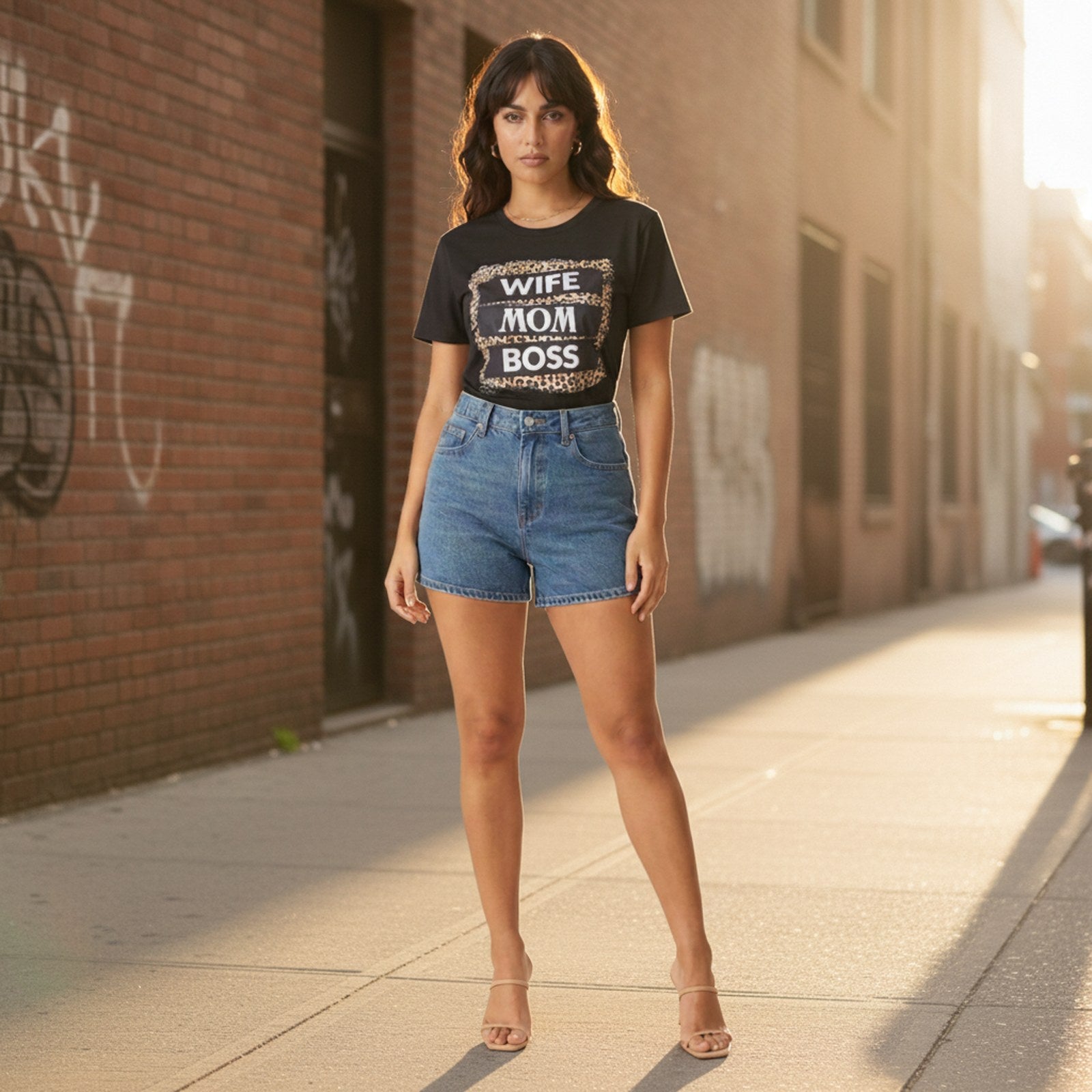 AIv2: Hana | Women's WIFE Mom BOSS Leopard Graphic T-Shirt - Editorial