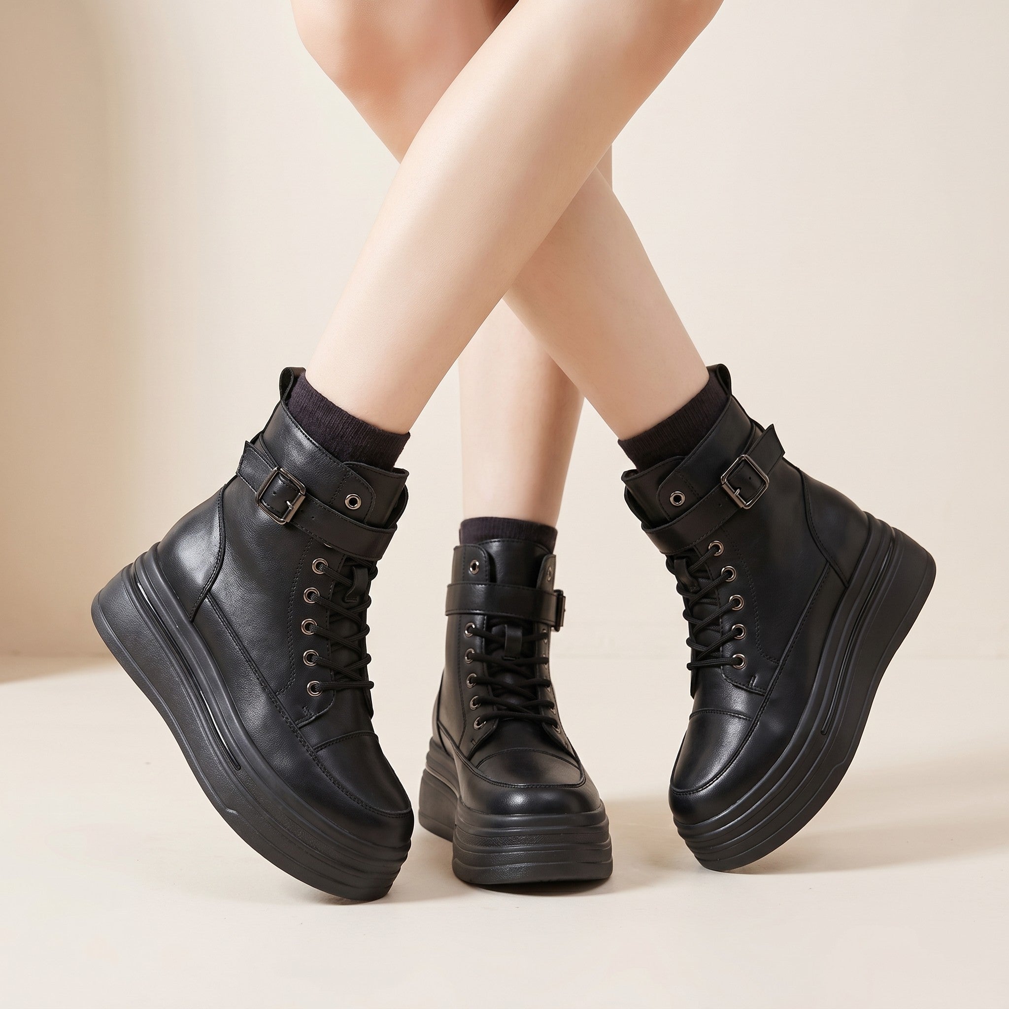 Bowie | Women's Combat Ankle Boots - Black