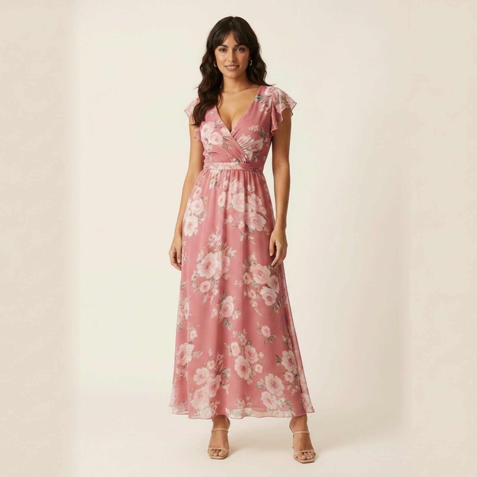 Bloom Floral Chiffon Maxi Dress - Pink Floral