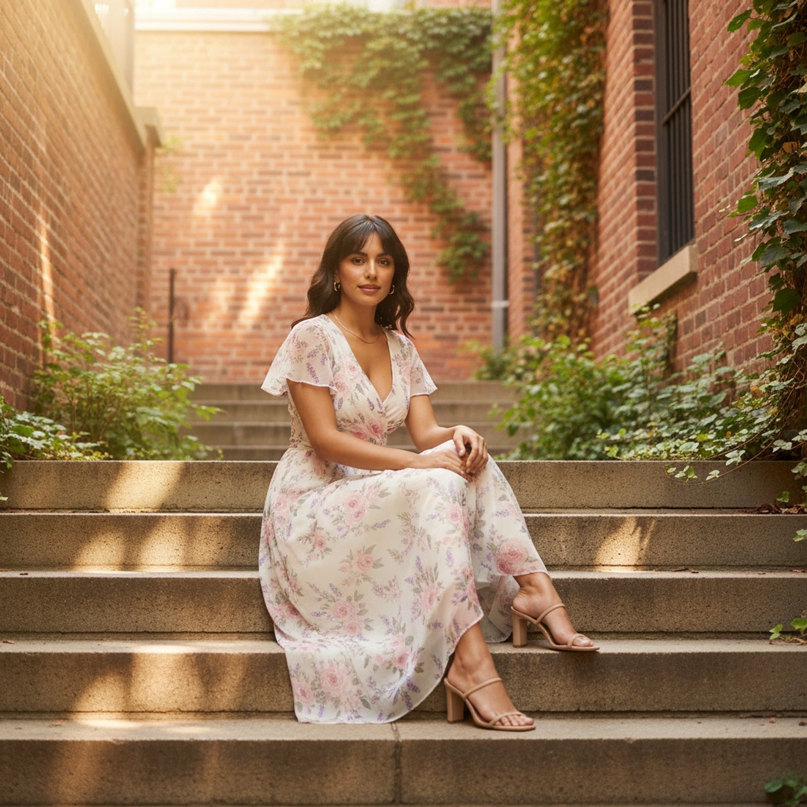 Bloom | Women's Floral Chiffon Maxi Dress - Lifestyle Editorial